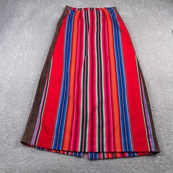 Handmade Skirt Womens 28 Pink Red Stripes Southwestern Boho Colorful Back Zip‎ - Picture 1 of 10